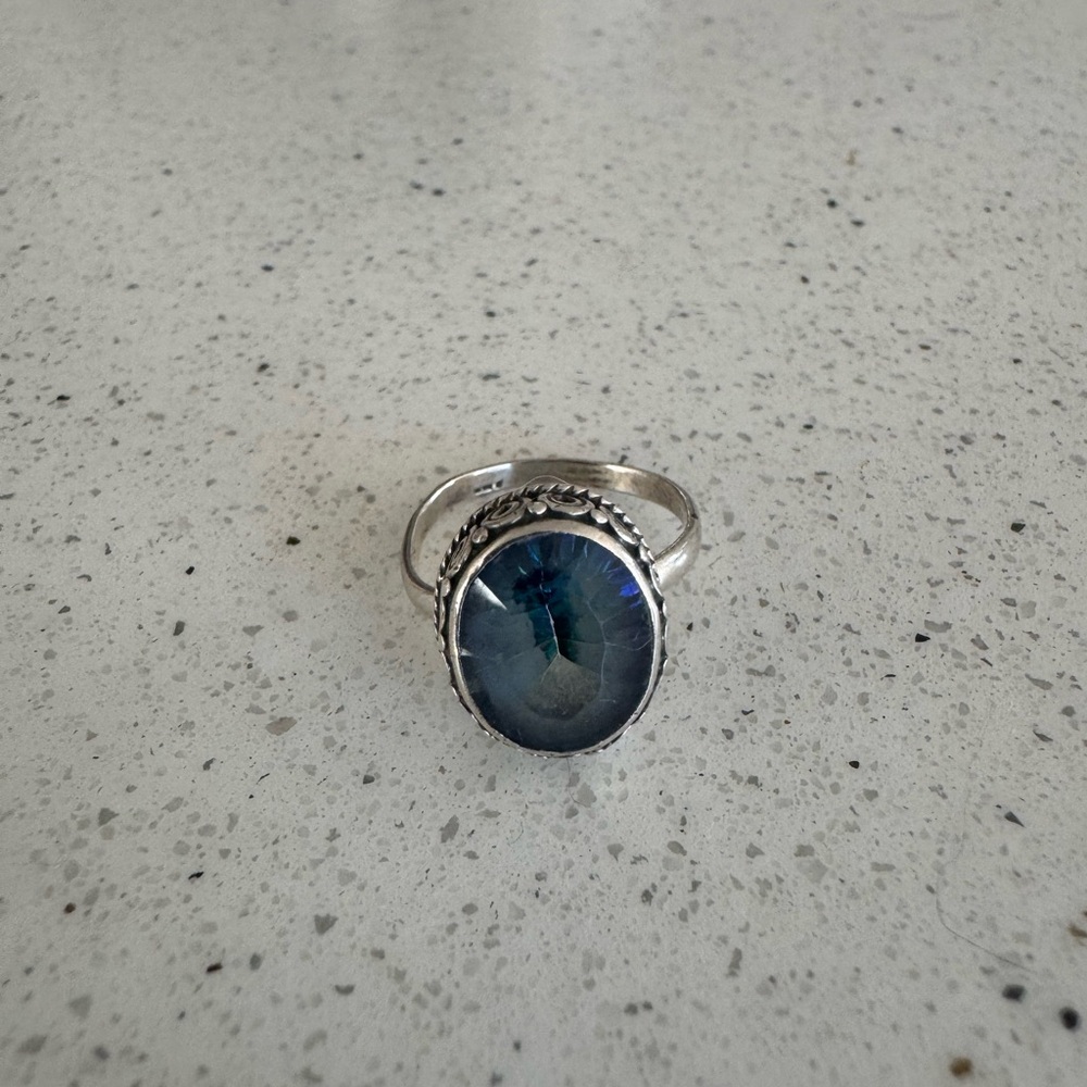 Silver Blue Gemstone Ring